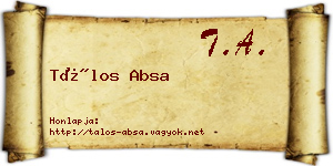 Tálos Absa névjegykártya